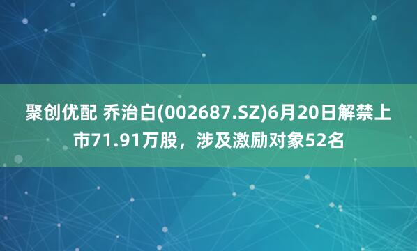 聚创优配 乔治白(002687.SZ)6月20日解禁上市71.91万股，涉及激励对象52名